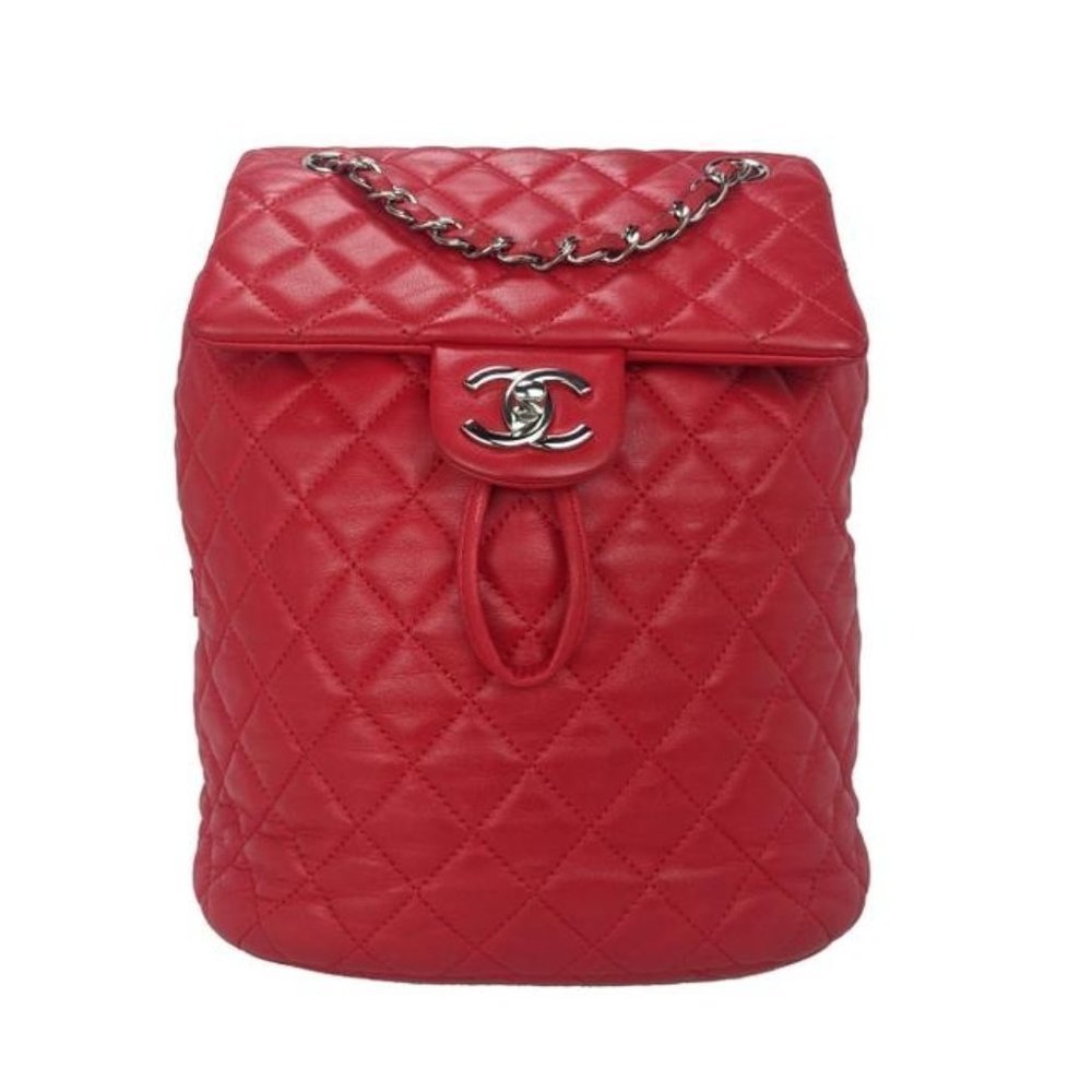 Chanel Urban Spirit Quilted Lambskin Small Red Leather Backpack